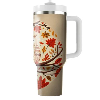 Charming Owl In Autumn  Tumblers With Lids