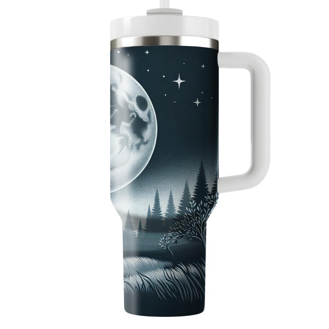 Mysterious Wolf Night  Tumblers With Lids