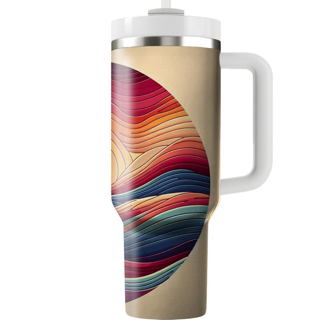Retro Sunset Waves  Custom Tumblers