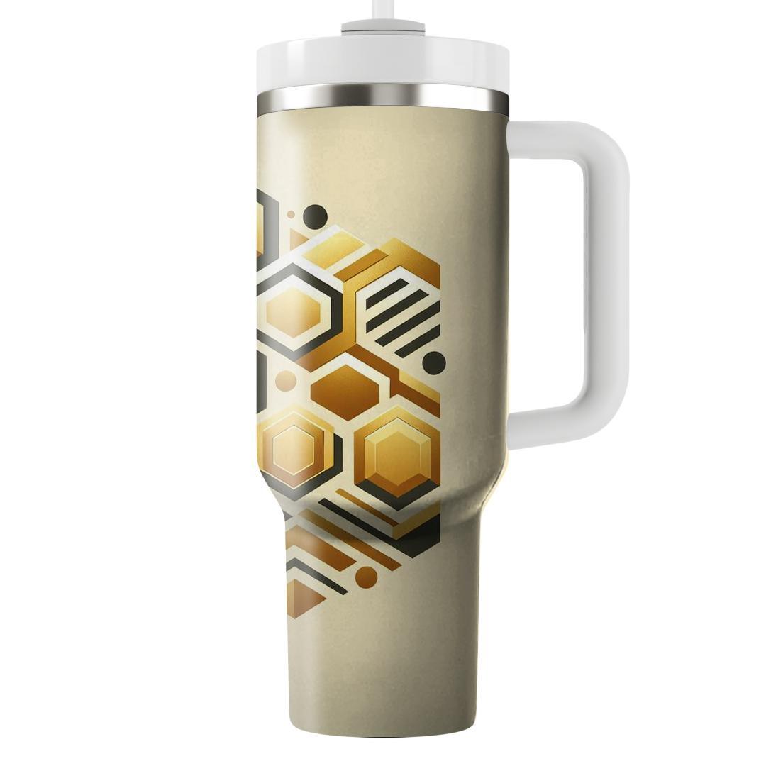 Abstract Hexagons In Golden  Tumblers For Gifts