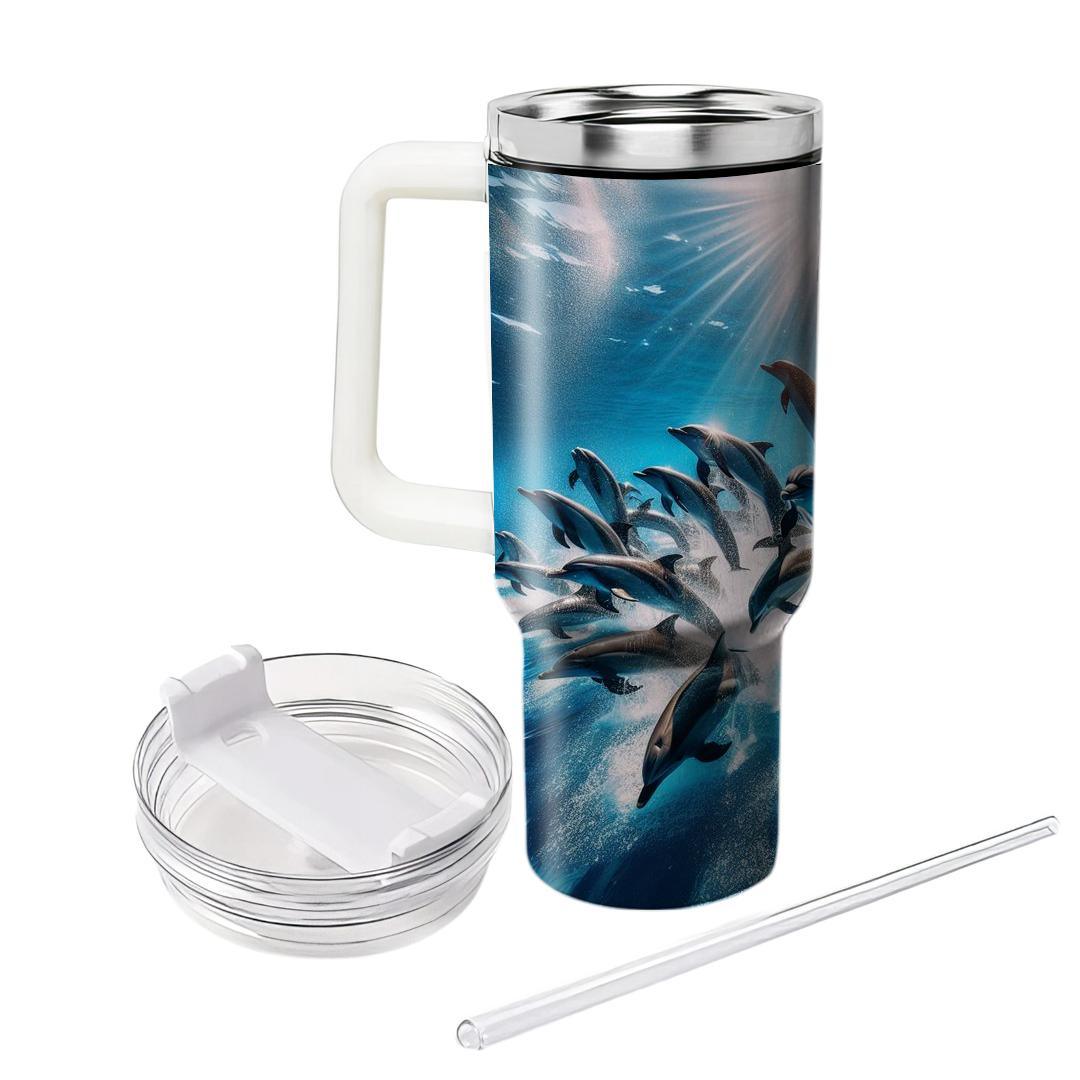 Sapphire Dolphin Dance  Travel Tumblers