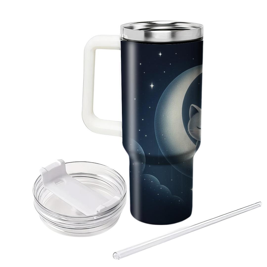 Whimsical Cat And Moon  Tumblers With Lids