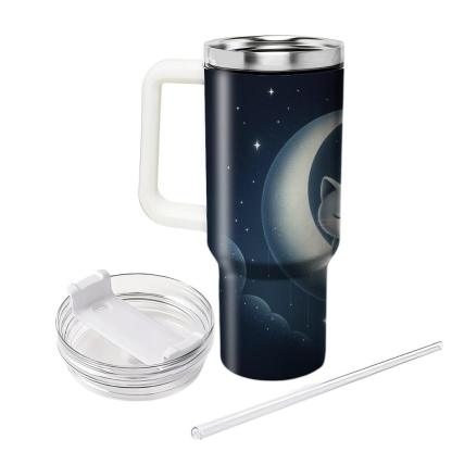 Whimsical Cat And Moon  Tumblers With Lids