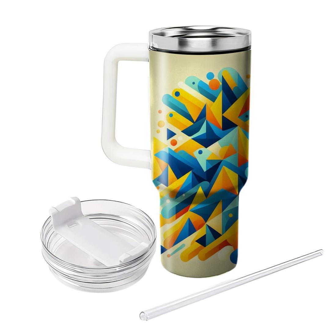 Abstract Triangles Dance  Tumblers With Lids