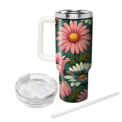 Colorful Retro Flowers  Travel Tumblers