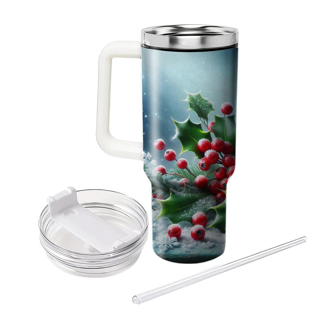 Winter Holly Blossom  Unique Tumblers