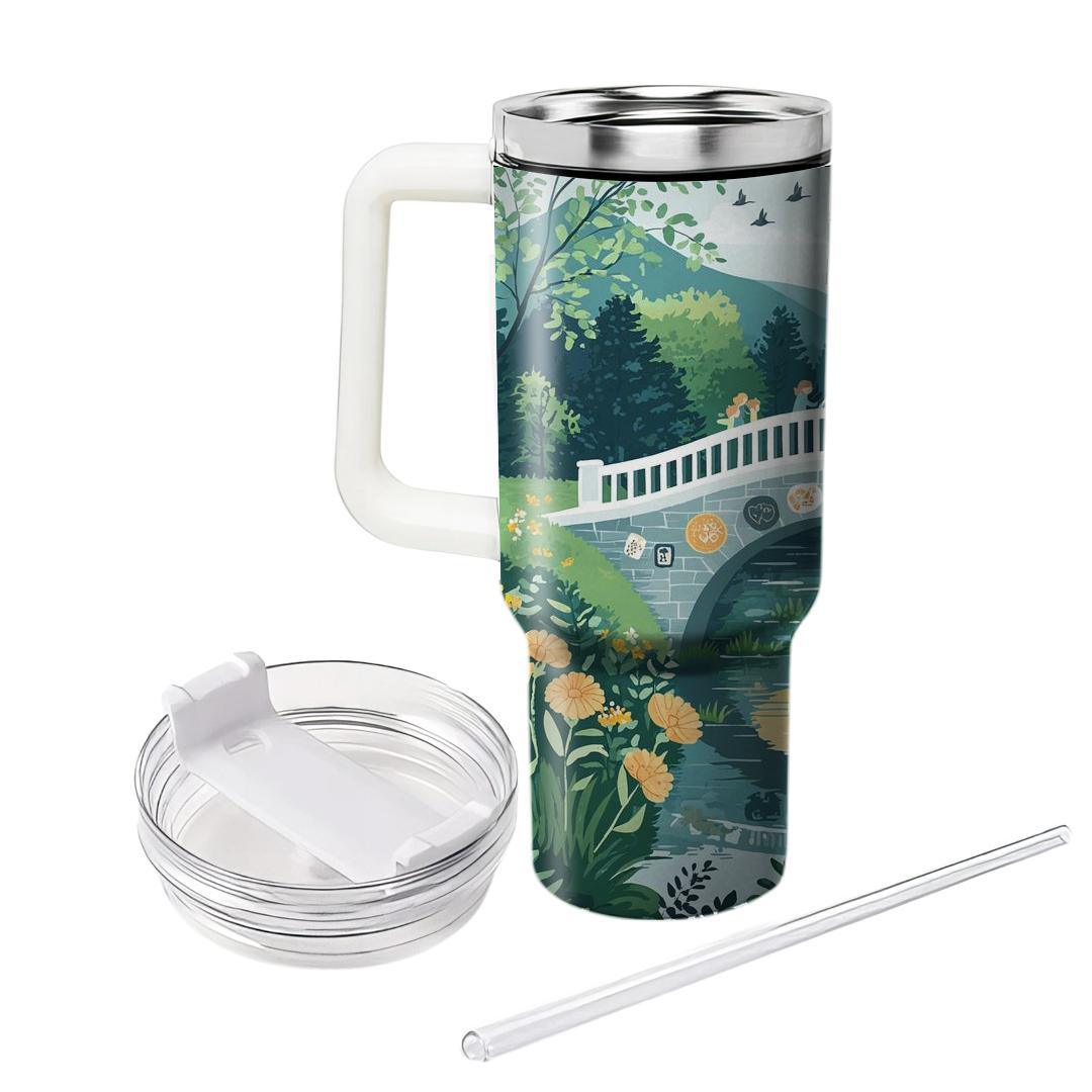 The Bridge Of Memories: Connecting Hearts With Love Tumblers With Lids