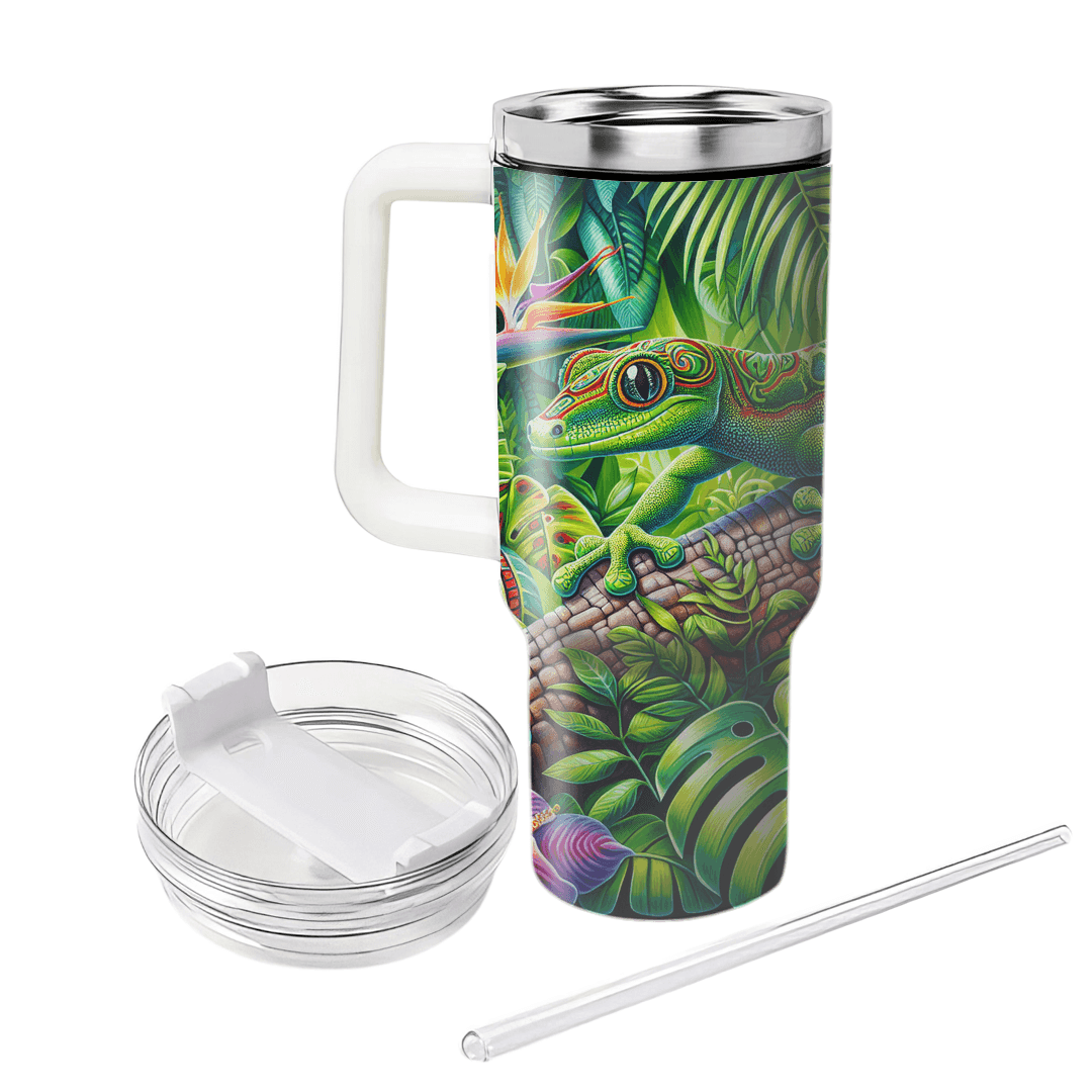 Funky Gecko On A Branch  Tumblers With Lids