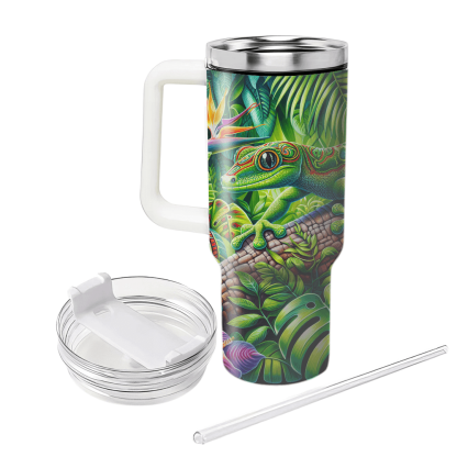 Funky Gecko On A Branch  Tumblers With Lids
