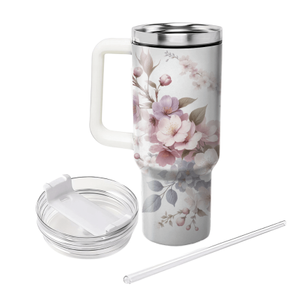 Delicate Floral Whisper  Tumblers With Lids