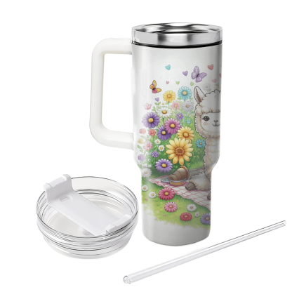 Charming Alpaca Picnic  Tumblers With Lids