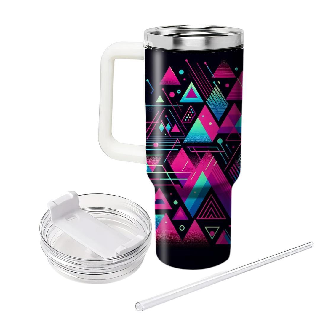 Retro Neon Triangles  Personalized Tumblers