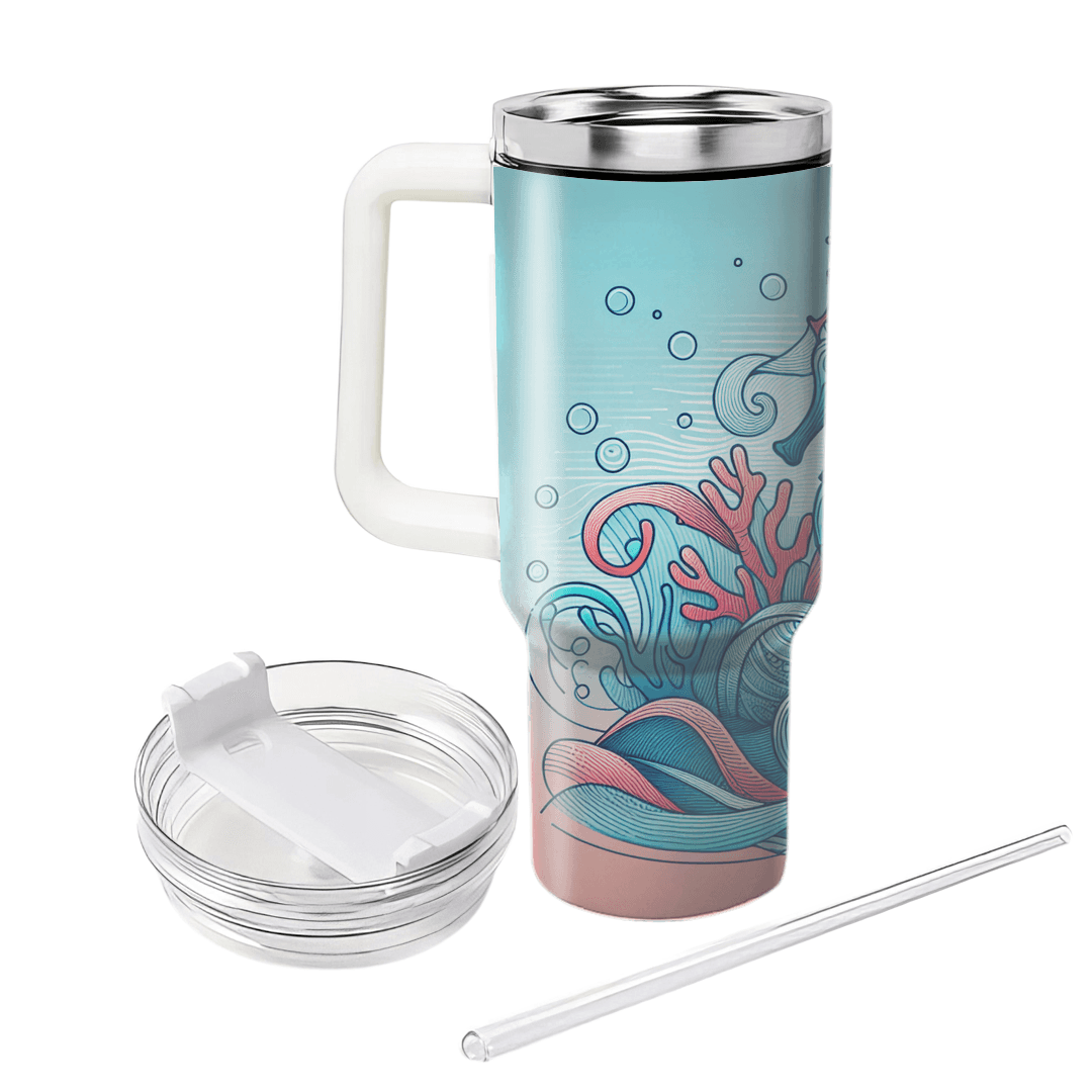 Underwater Fantasy Seahorse  Tumblers With Lids