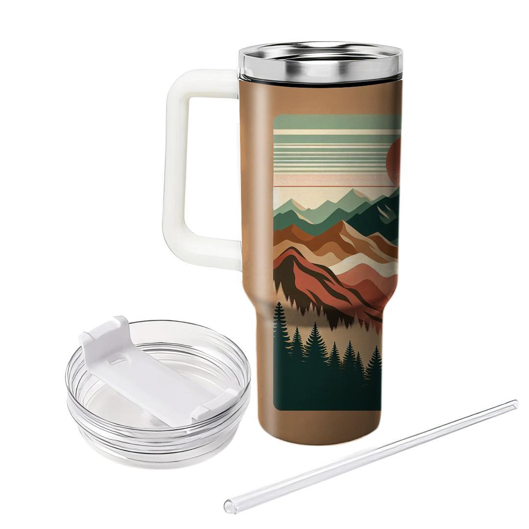 Earthy Retro Mountain Range  Tumbler Cups