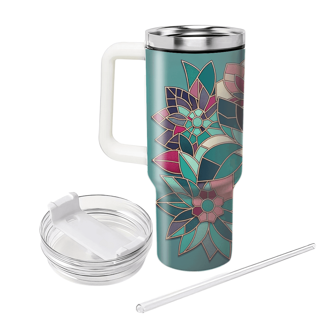 Chic Floral Mosaic  Tumblers With Lids