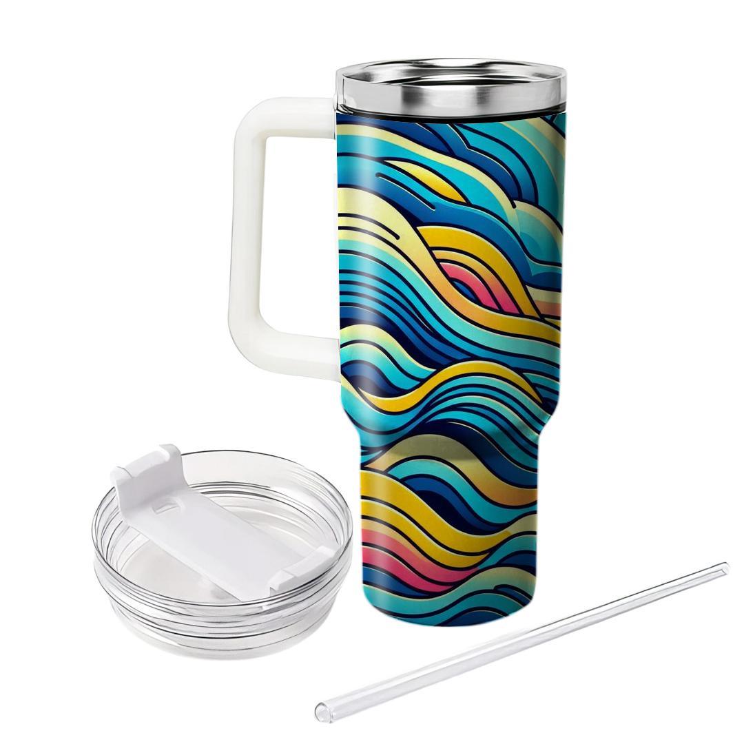 Vibrant Striped Wave  Travel Tumblers