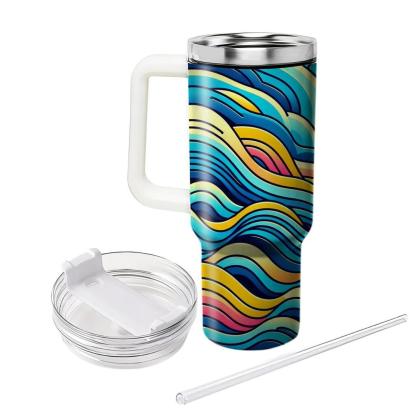 Vibrant Striped Wave  Travel Tumblers