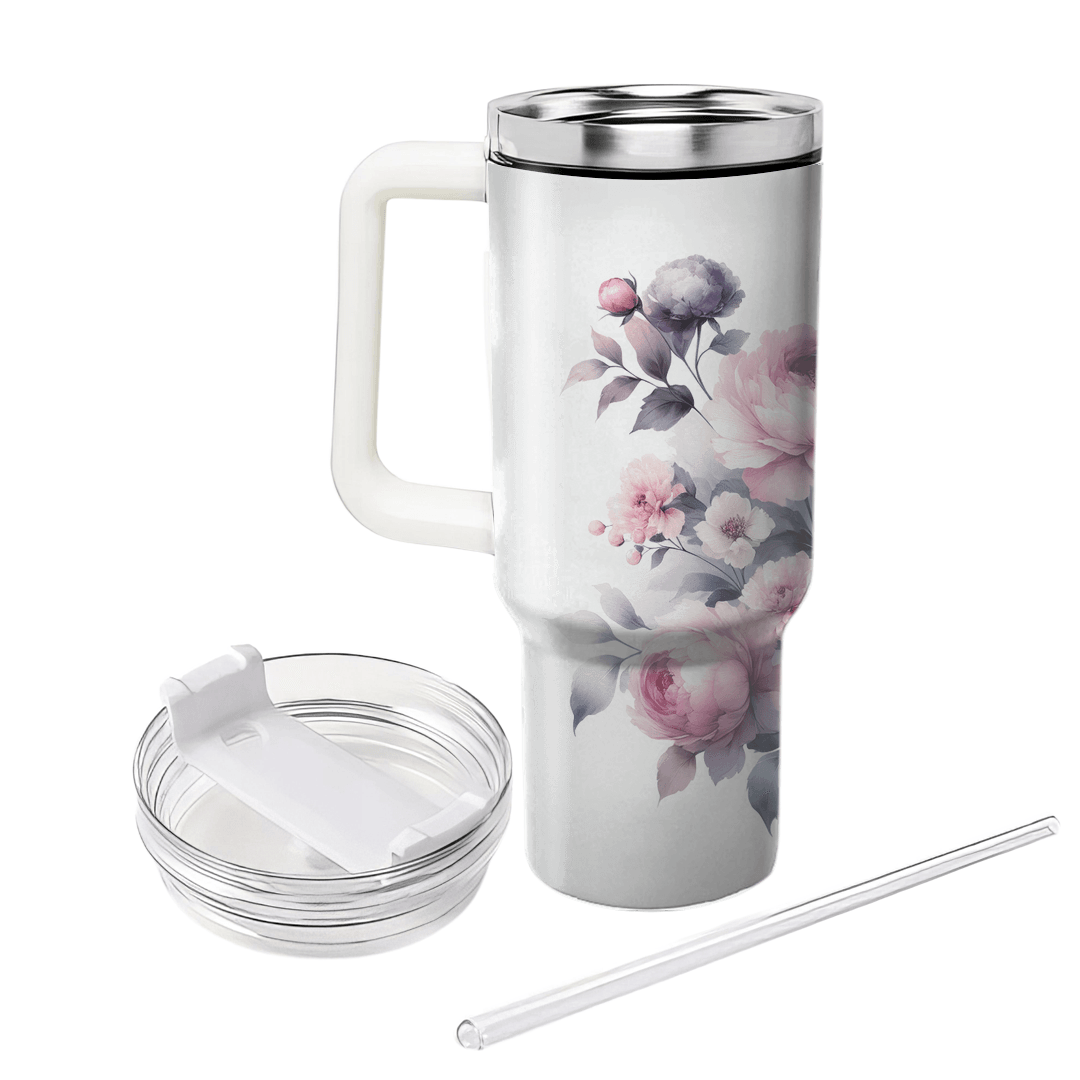 Chic Watercolor Floral  Tumblers With Lids