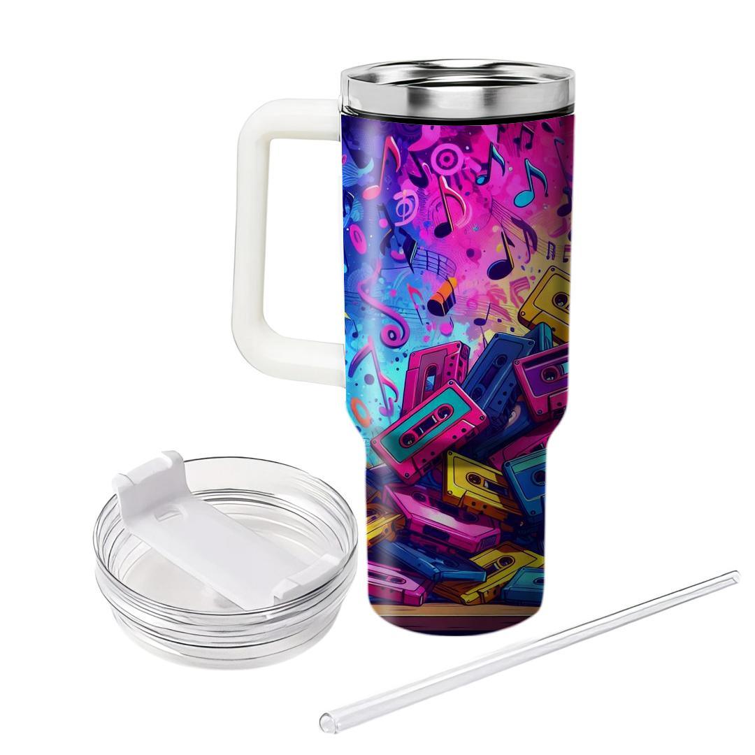 Funky Neon Cassettes  Personalized Tumblers