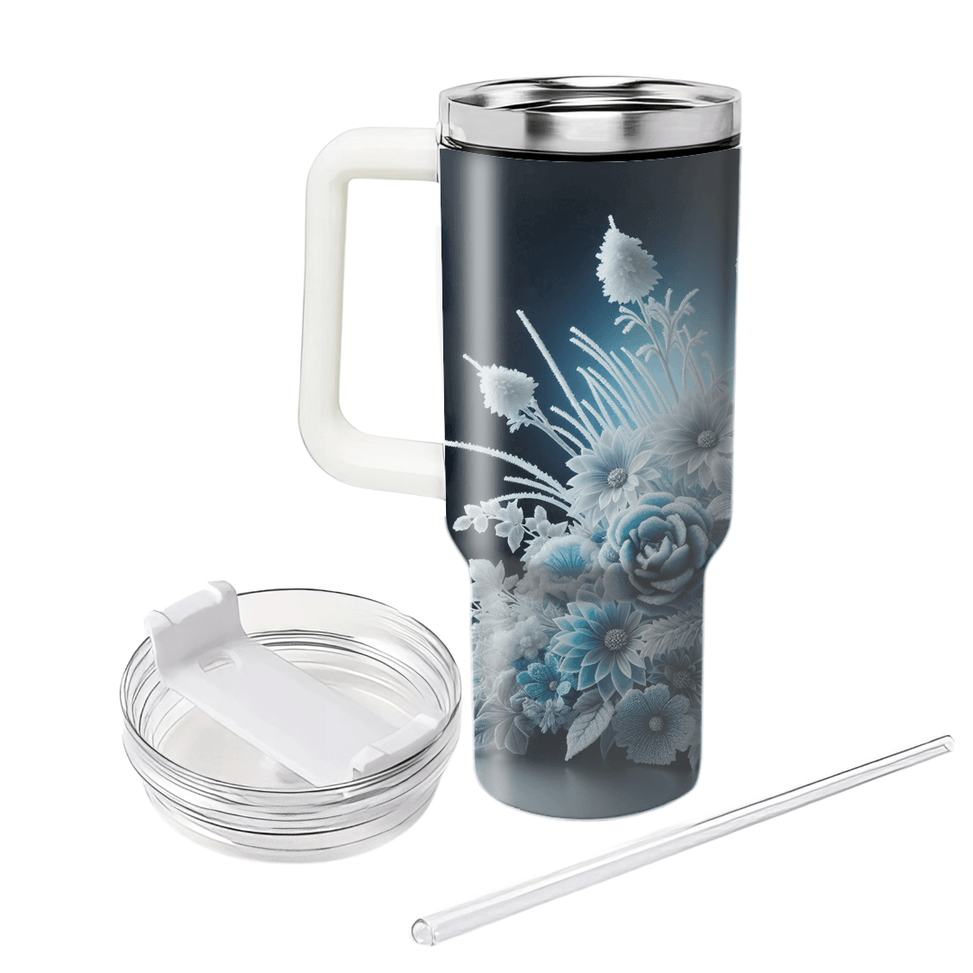 Glistening Ice Flower  Tumblers With Lids