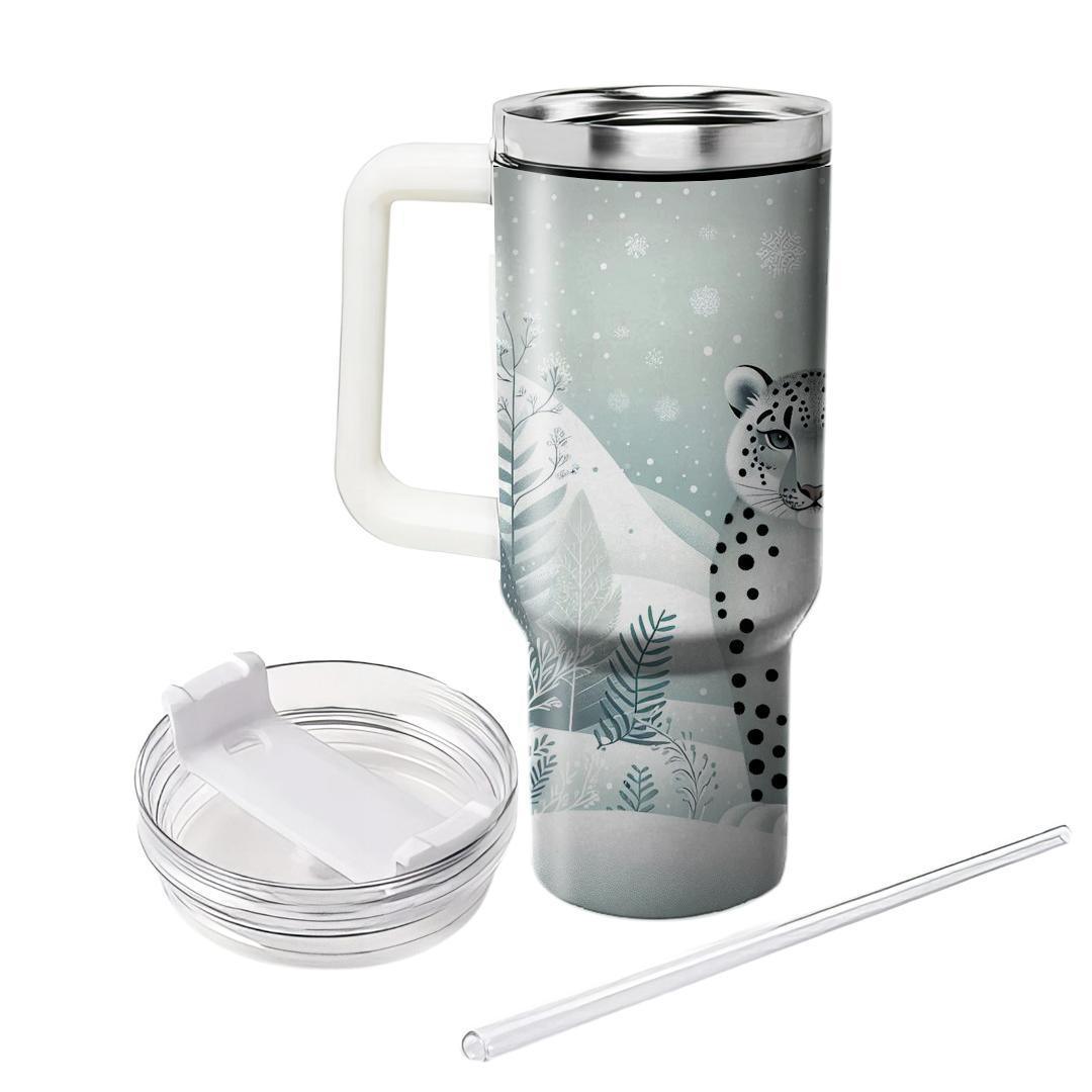 Glistening Snow Leopard  Tumblers With Lids