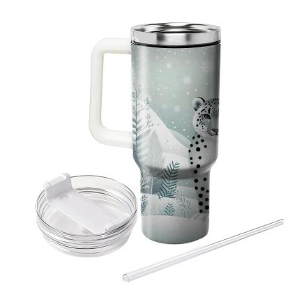 Glistening Snow Leopard  Tumblers With Lids