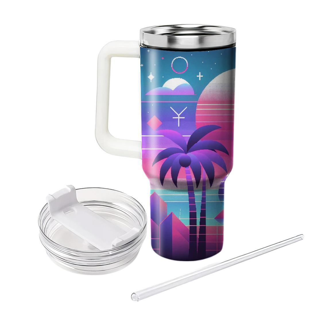 Retro Synthwave Paradise  Personalized Tumblers
