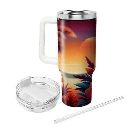 Fiery Floral Sunset  Tumbler Cups
