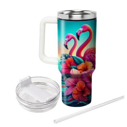 Fiery Flamingo Hibiscus  Insulated Tumblers