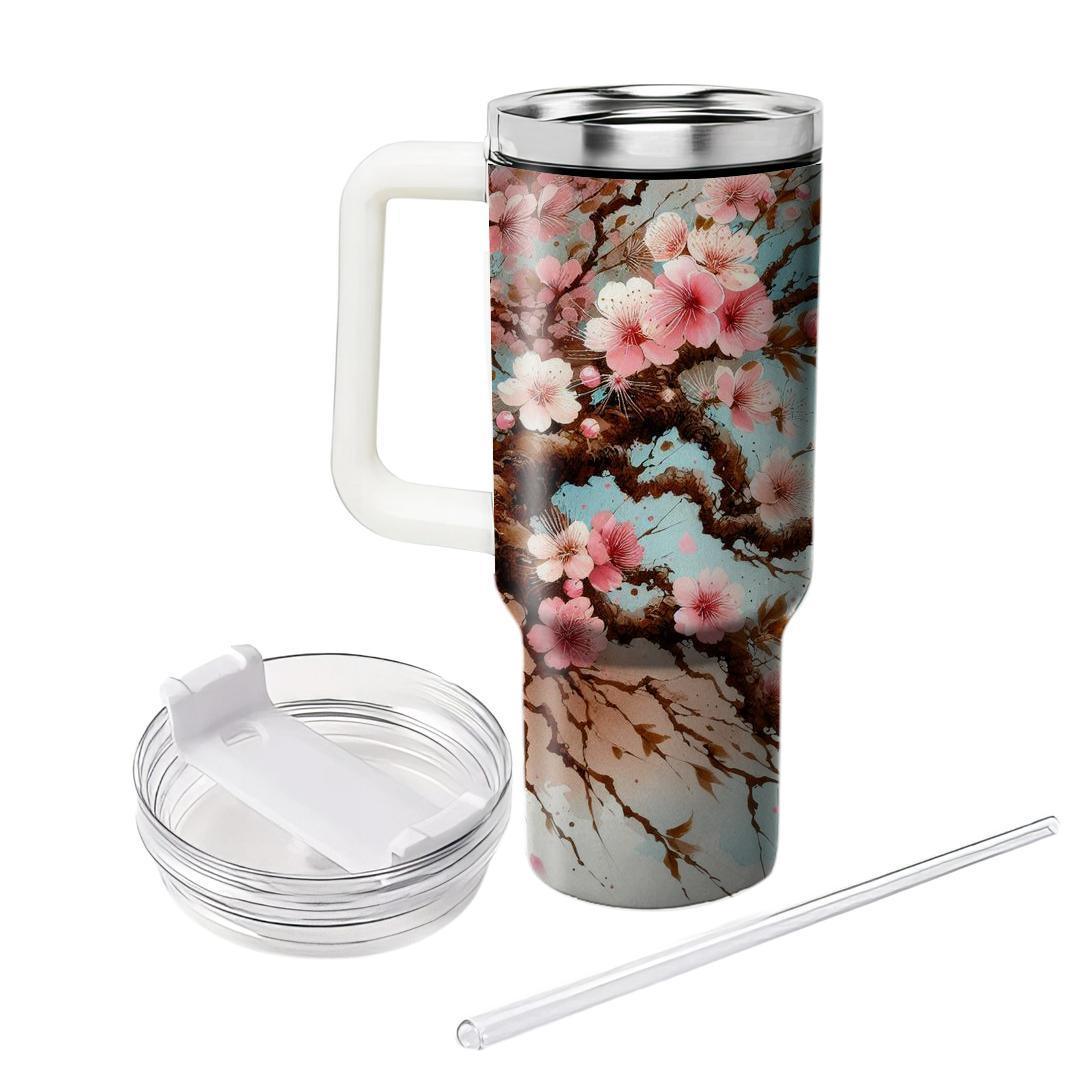 Spring Cherry Blossom Whimsy  Tumbler Cups
