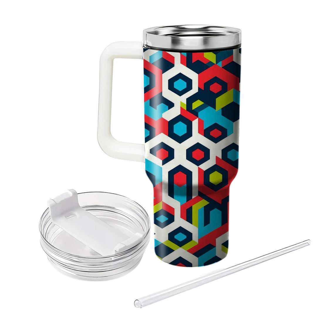 Colorful Hexagonal Burst  Tumblers With Lids
