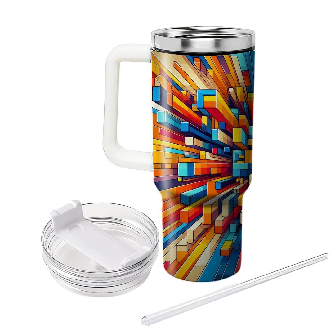 Retro Color Block Burst  Unique Tumblers