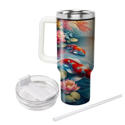 Colorful Fish Pond  Tumblers With Lids