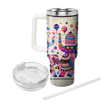 Funky Elephant Parade  Tumblers With Lids
