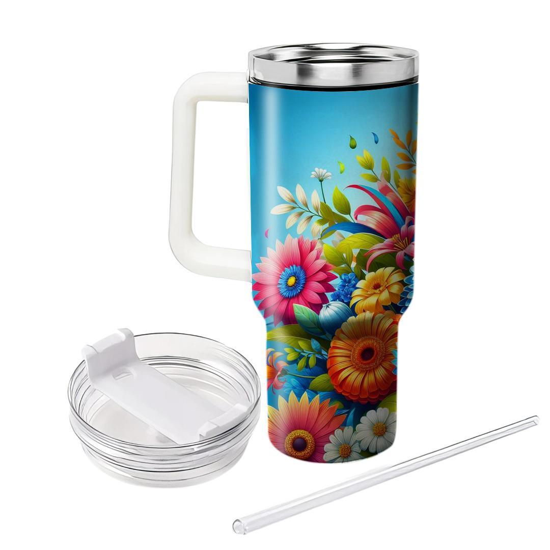 Vivid Summer Flower Burst  Unique Tumblers