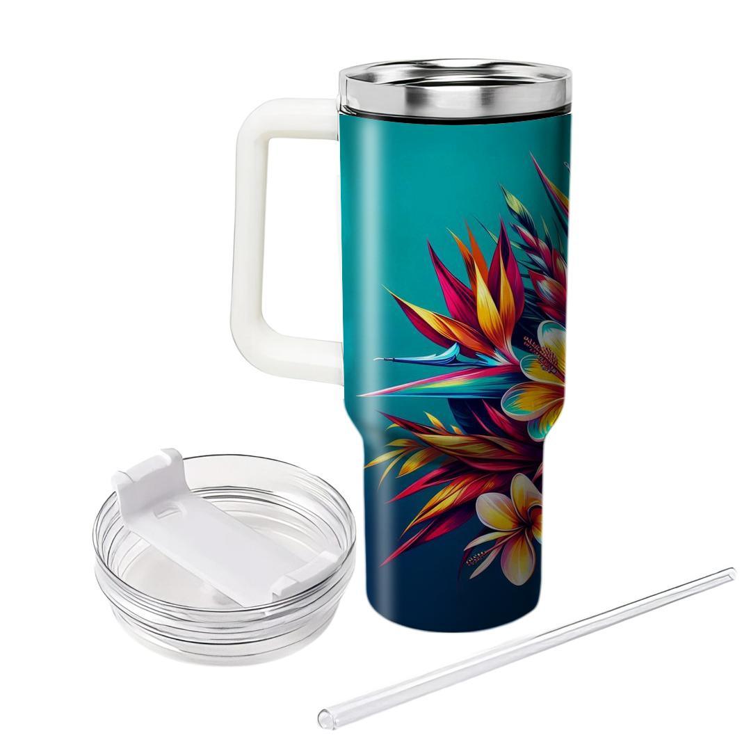 Bold Tropical Floral Fusion  Unique Tumblers
