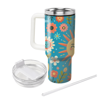 Retro Sunshine Floral  Custom Tumblers