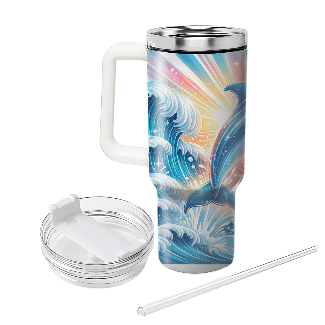 Playful Dolphin Splash  Tumblers With Lids