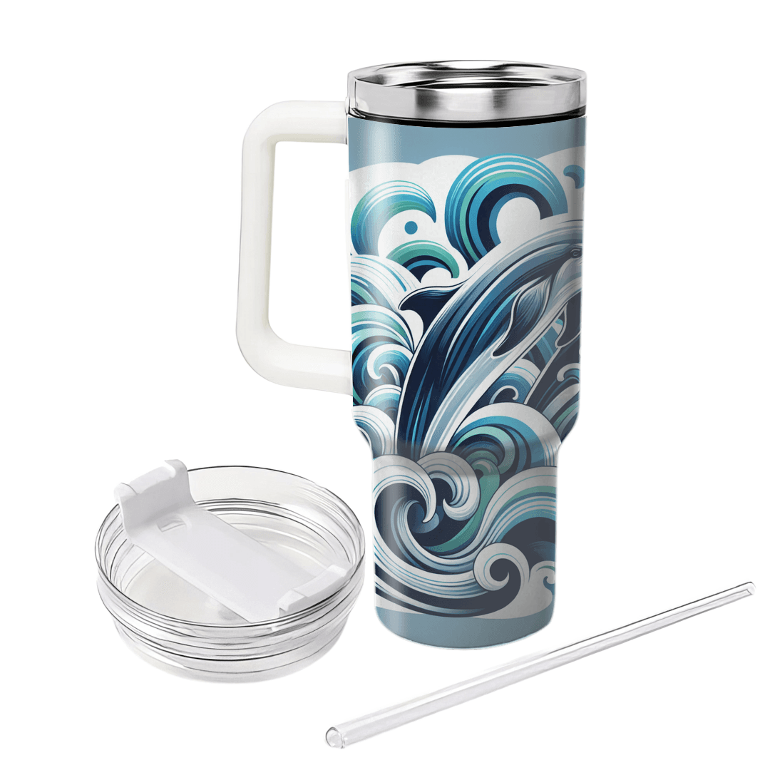 Dynamic Dolphin Splash  Personalized Tumblers
