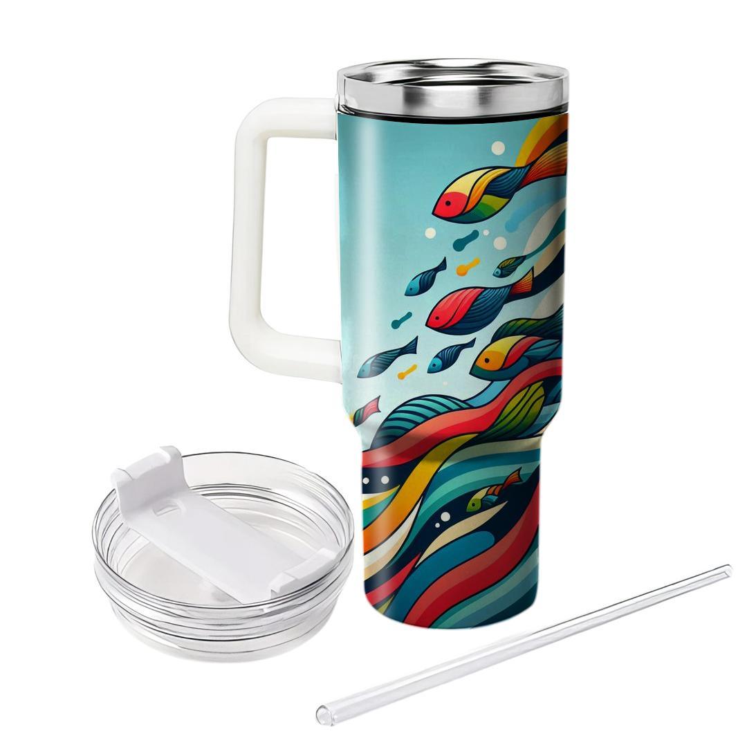 Abstract Fish Frenzy  Tumblers With Lids