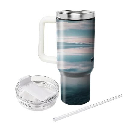 Tranquil Swan Reflection  Travel Tumblers