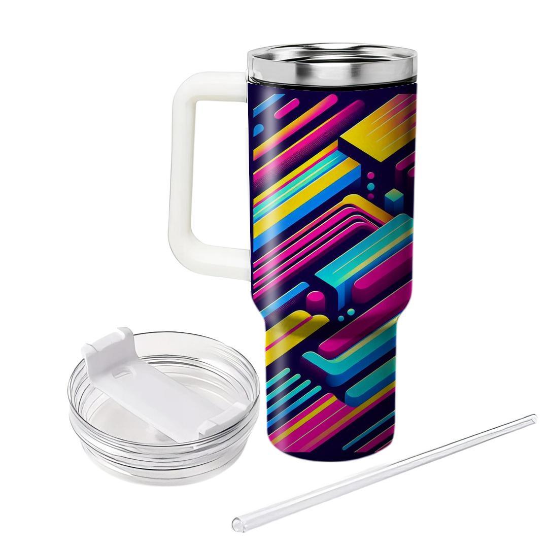 Bright 80s Stripes  Personalized Tumblers