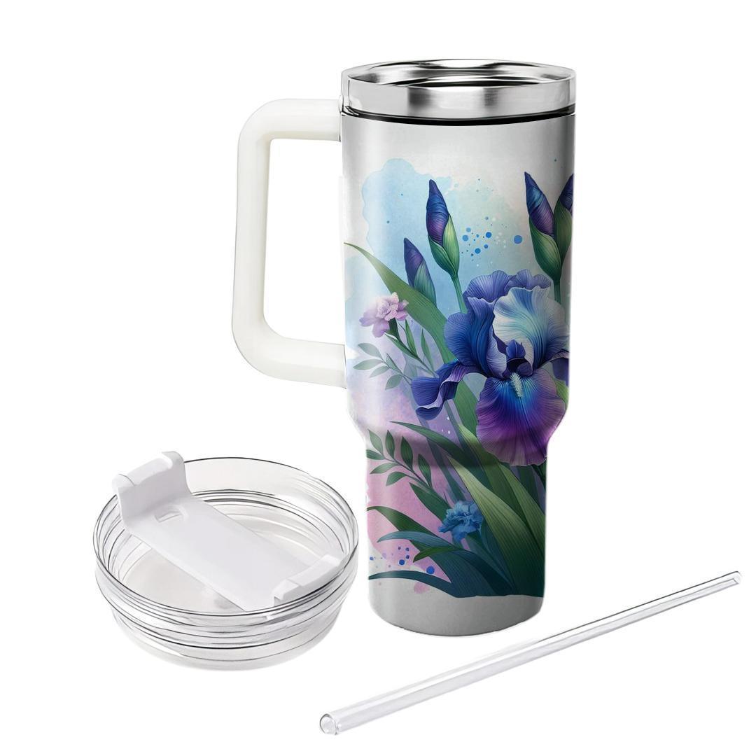 Watercolor Iris Serenity  Insulated Tumblers
