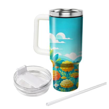 Sunny Marigold Meadow  Insulated Tumblers