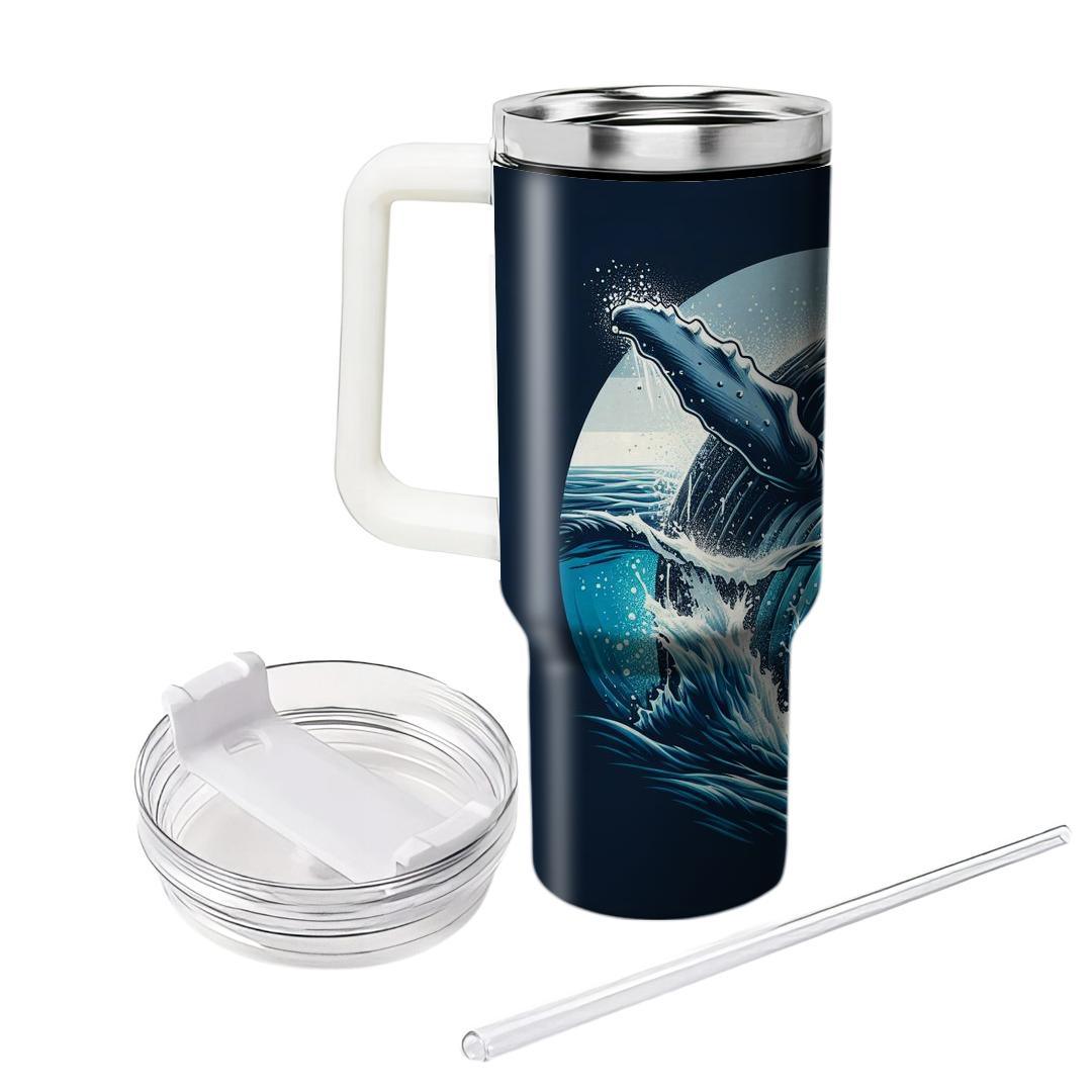 Majestic Whale Dance  Travel Tumblers