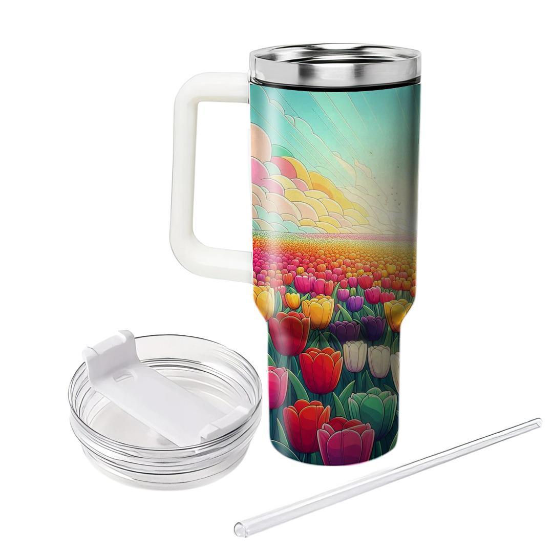 Rainbow Tulips  Tumblers For Gifts