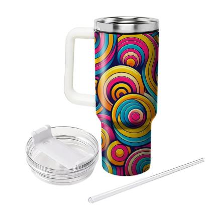 Electric Retro Circles  Travel Tumblers