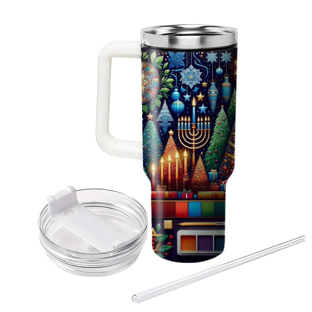 Festive Fusion - Christmas And Hanukkah  Decorative Tumblers