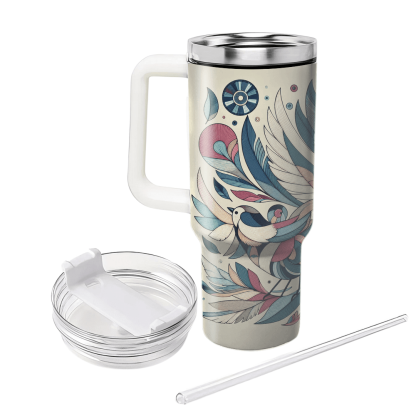 Charming Bird Illustrations Travel Tumblers