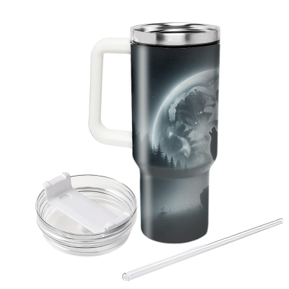 Majestic Wolf Moon  Tumbler Cups
